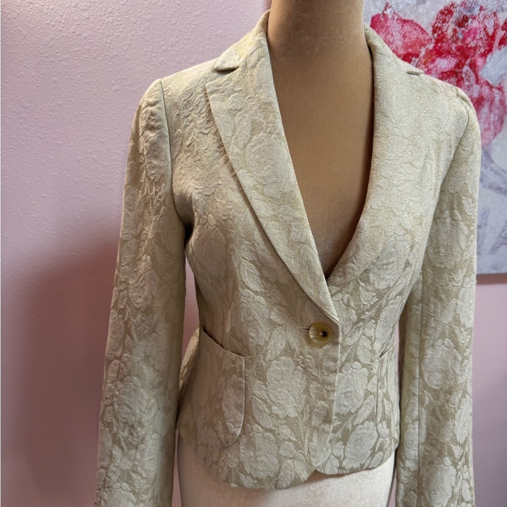 Banana Republic Textured Jaquard Wool blend Cream Blazer